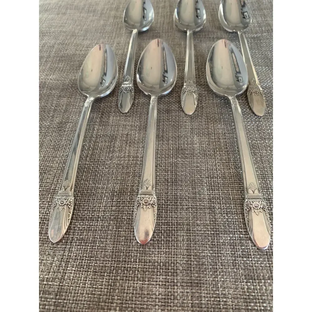 6 International Silver First Love Teaspoons Spoons 1847 Rogers Silverplate6 1/8